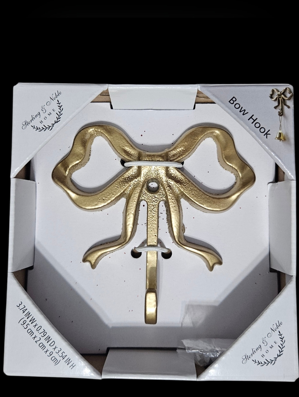 NIB Sterling & Noble Home Gold Decorative Cast Iron Bow Shaped Wall Hanger